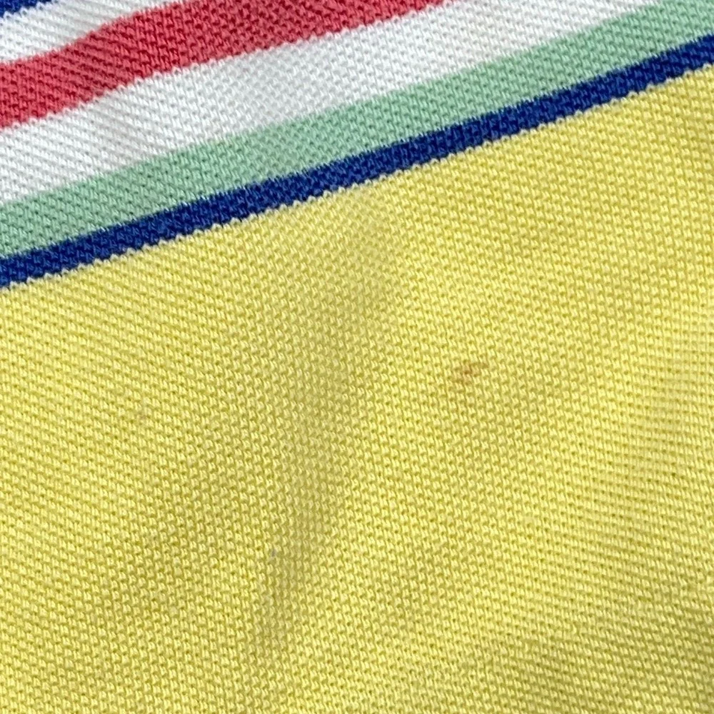 Polo Ralph Lauren Polo Shirt Men 2XB Yellow Blue Striped Mesh Rugby VTG Y2K *